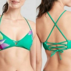 Athleta Floral Tie Back Bikini Top Size S